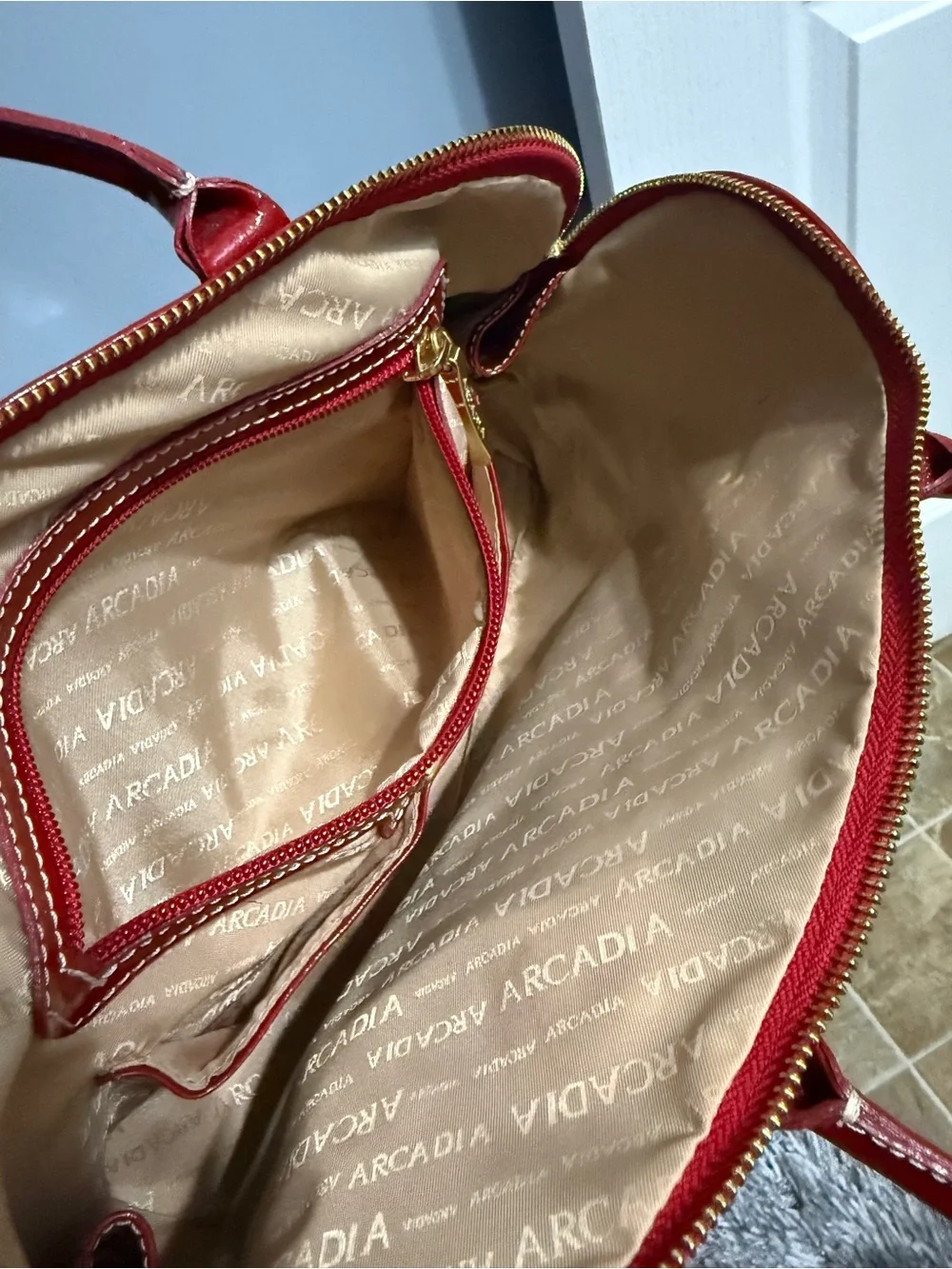 Arcadia Red Patent Dome-Style Satchel